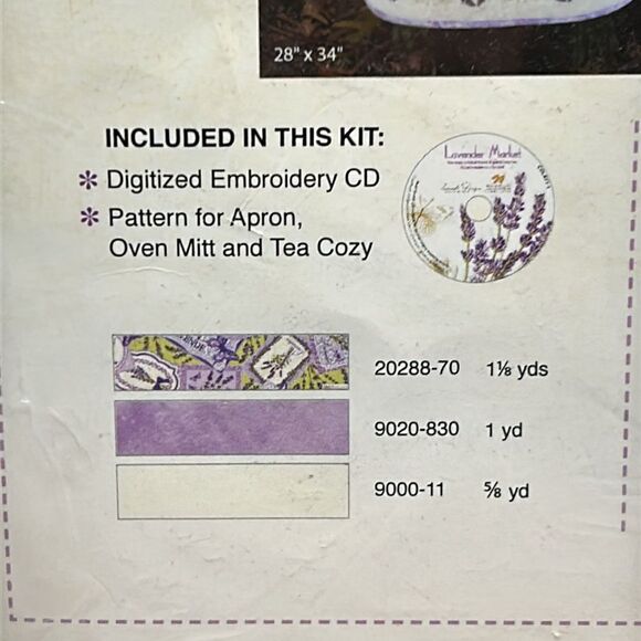 New Northcott Fabrics Lavender Market Hostess Set Pattern PTN1120-10 - Picture 3 of 6